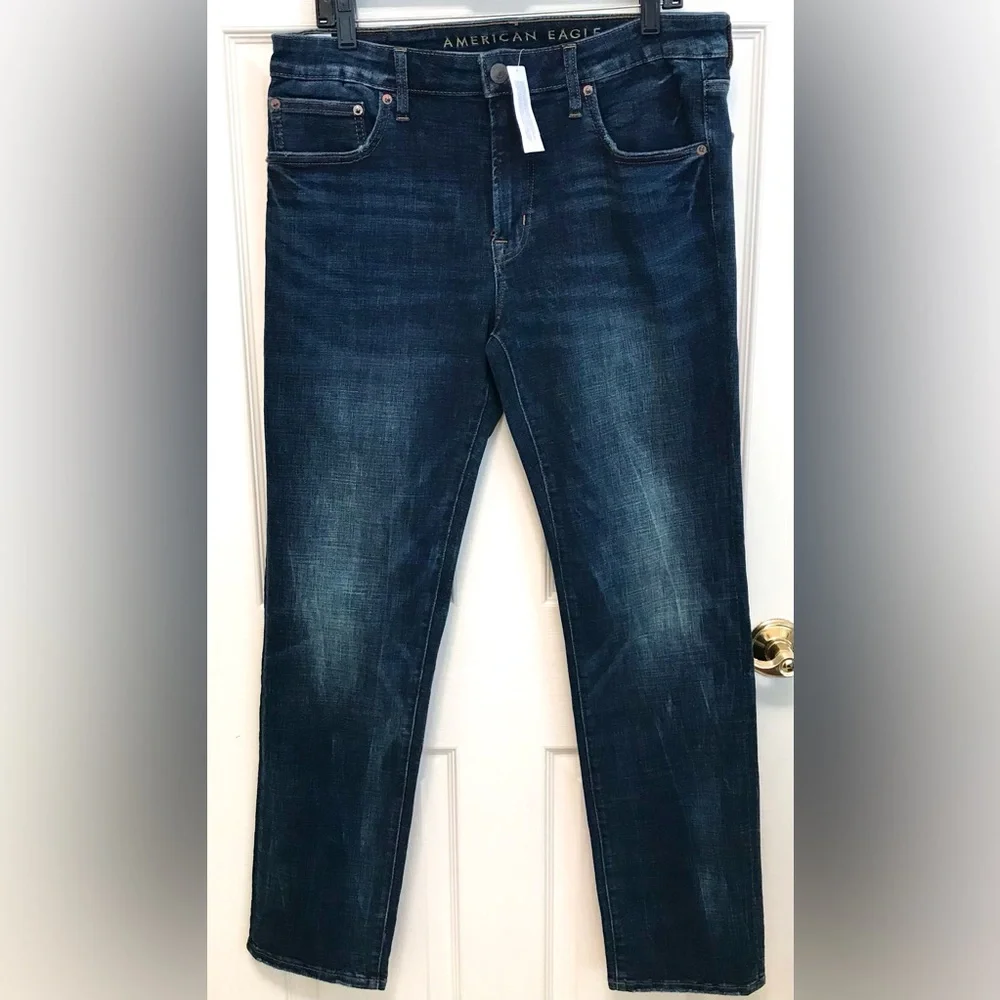 NWT Two Pair American Eagle Slim Straight Jeans 34x32